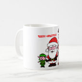 Santa Claus and Reindeer コーヒーマグカップ (正面左)
