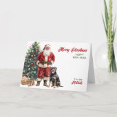 Santa Claus and Rottweiler Dog Christmas シーズンカード (正面)
