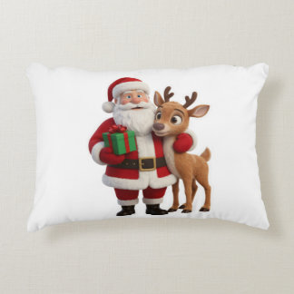 Santa Claus and Rudolph Cartoon アクセントクッション