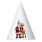 Santa Claus and Rudolph Cartoon パーティーハット (正面)