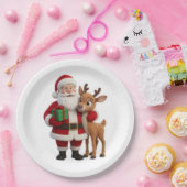 Santa Claus and Rudolph Cartoon ペーパープレート (パーティー)