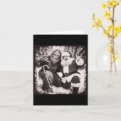 Santa Claus And Sasquatch Bigfoot Funny Joyful Sno カード (黄色い花)
