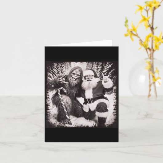 Santa Claus And Sasquatch Bigfoot Funny Joyful Sno カード (黄色い花)
