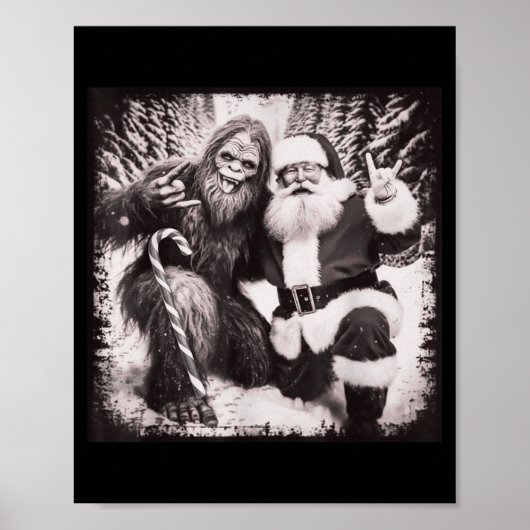 Santa Claus And Sasquatch Bigfoot Funny Joyful Sno ポスター (正面)