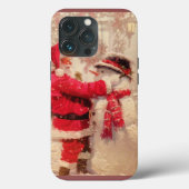 Santa claus and snowman in snowfall Case-Mate iPhoneケース (裏面)
