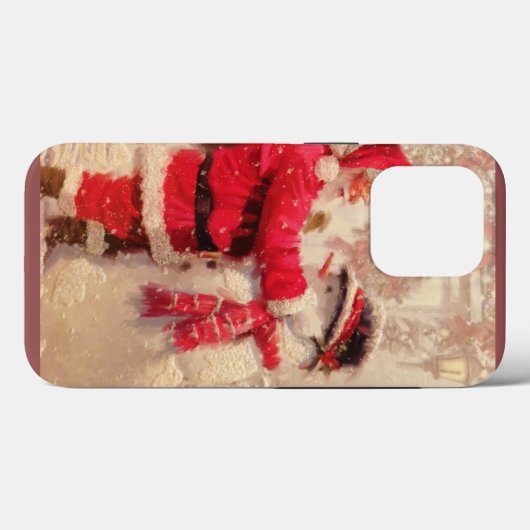 Santa claus and snowman in snowfall Case-Mate iPhoneケース (裏面 (横))