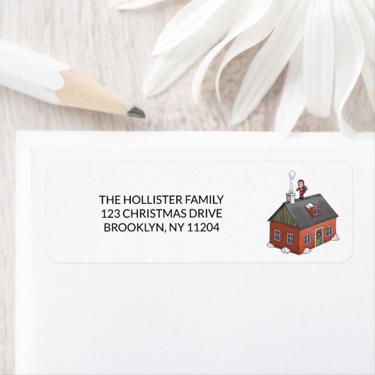 Santa Claus and the little red house ラベル (インサイチュ)