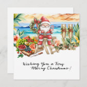 SANTA CLAUS atハワイビーチfor Christmas シーズンカード (正面/裏面)