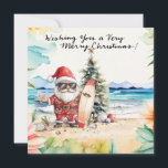 SANTA CLAUS atハワイビーチfor Christmas シーズンカード<br><div class="desc">熱帯の魅力のtouchで暖かい休日の願いを送信！このフェスティバルグリーティングカードリラックスは、美しいハワイアンビーチでサンタクロースの機能を備え、サンタクユニークラスはあなたのクリスマスの挨拶にしゃれているもたらす。中には、愛する人にメリークリスマスと新年を祈る明るいメッセージが入る！休日の島の暖かさを鑑賞する友人や家族に最適。楽園のクリスマスの本質を捉えた楽しいカードで喜びとアロハを広げよう！</div>