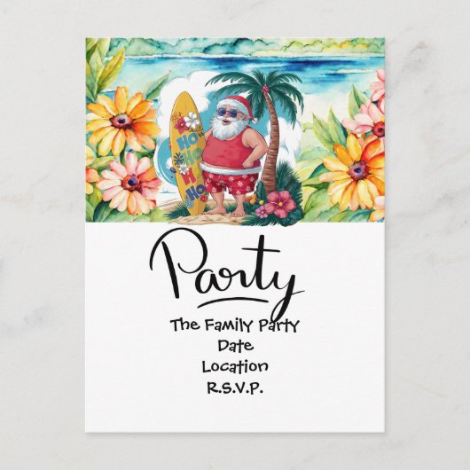 SANTA CLAUS atハワイビーチfor Christmas シーズンポストカード (正面)
