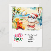 SANTA CLAUS atハワイビーチfor Christmas シーズンポストカード (正面/裏面)