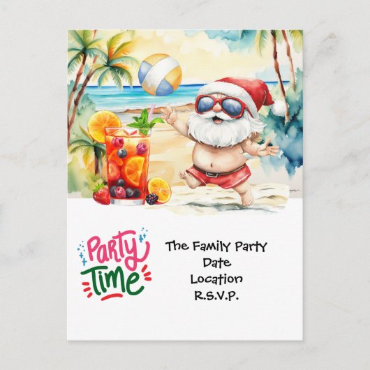 SANTA CLAUS atハワイビーチfor Christmas シーズンポストカード (正面)