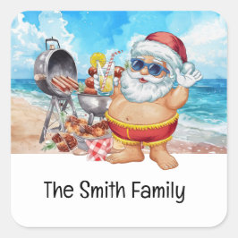 Santa Claus at Beach Christmas in July  スクエアシール