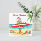 SANTA CLAUS  at Hawaii Beach for Christmas シーズンカード (スタンド正面)