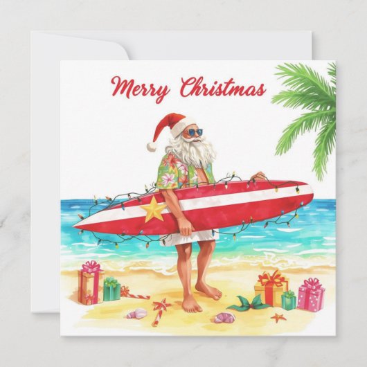 SANTA CLAUS  at Hawaii Beach for Christmas シーズンカード (正面)