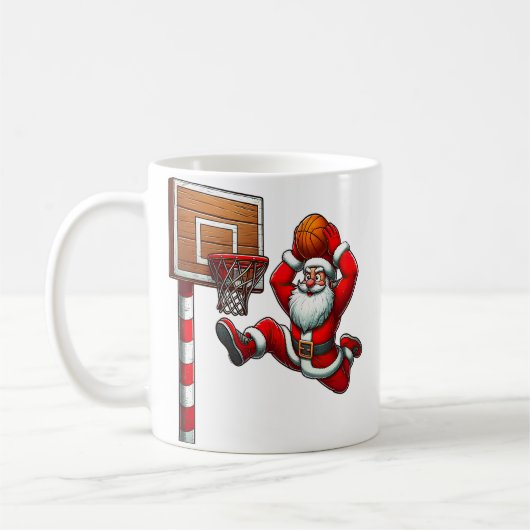 Santa Claus Basketball Player Christmas Xmas コーヒーマグカップ (左)