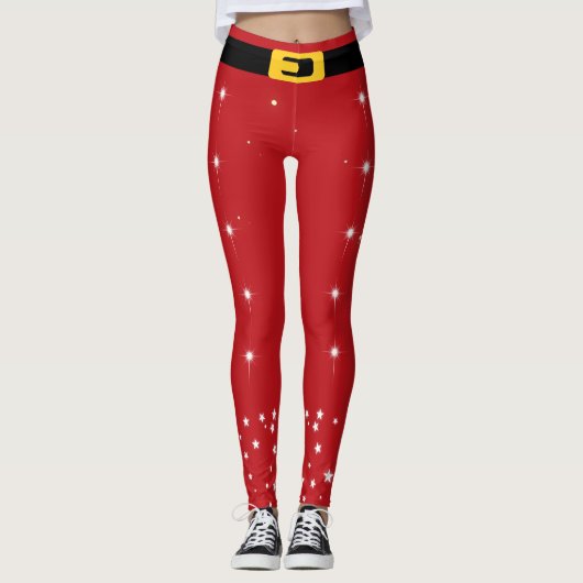 Santa Claus Belt Holiday Leggings レギンス (正面)