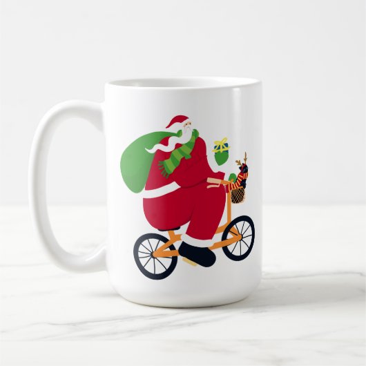 Santa Claus bike  コーヒーマグカップ (左)