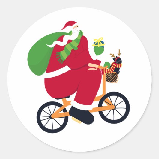 Santa Claus bike  ラウンドシール (正面)