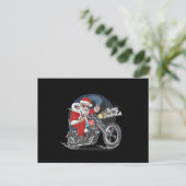 Santa Claus Biker US Flag Motorcycle Christmas Gif ポストカード (スタンド正面)