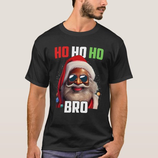 Santa Claus Black Afro African American Ho Ho Ho C Tシャツ (正面)