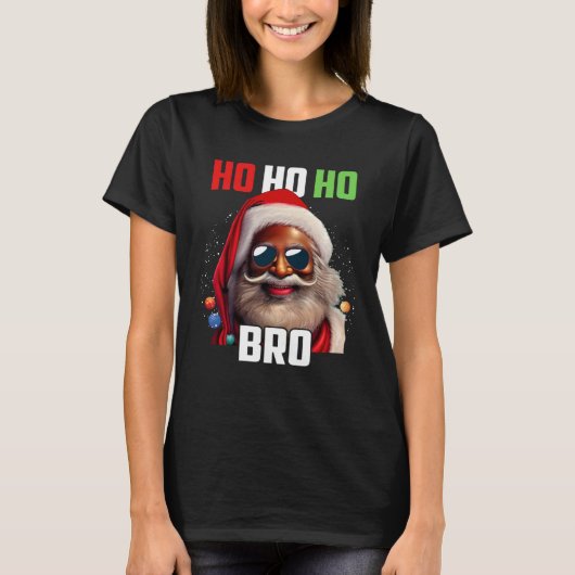 Santa Claus Black Afro African American Ho Ho Ho C Tシャツ (正面)