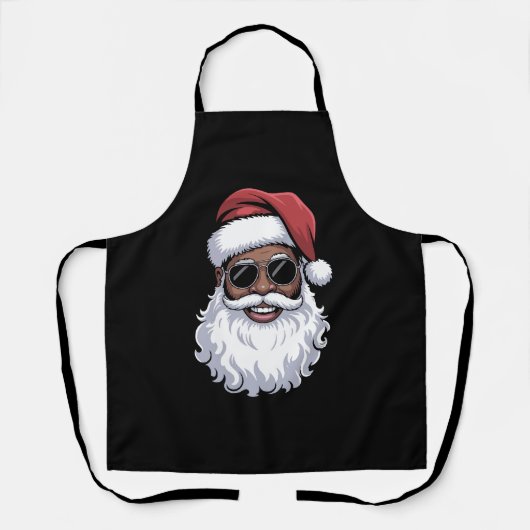 Santa Claus Black Xmas Santa Afro African American エプロン (正面)