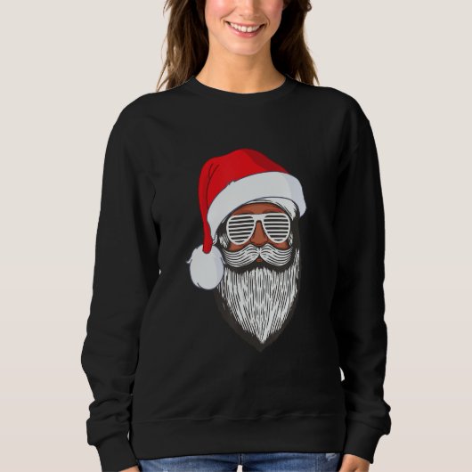 Santa Claus Black Xmas Santa Afro African American スウェットシャツ (正面)