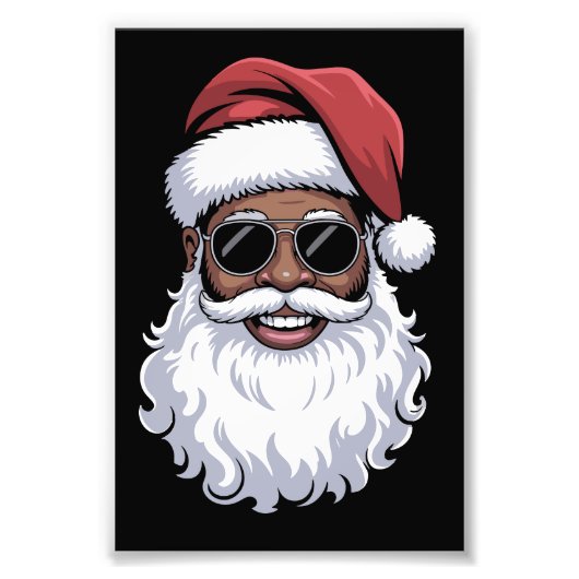 Santa Claus Black Xmas Santa Afro African American フォトプリント (正面)