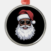 Santa Claus Black Xmas Santa Afro African American メタルオーナメント (正面)