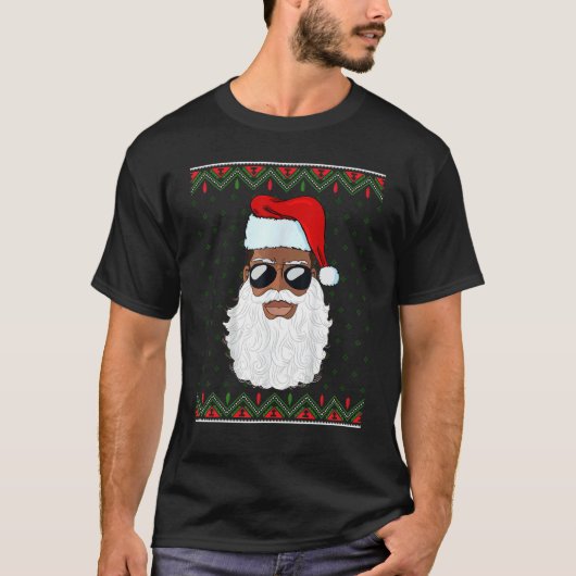 Santa Claus Black Xmas Santa Afro African American Tシャツ (正面)
