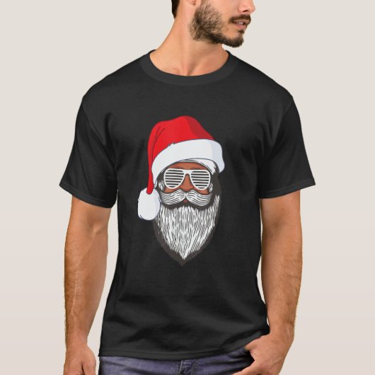 Santa Claus Black Xmas Santa Afro African American Tシャツ (正面)
