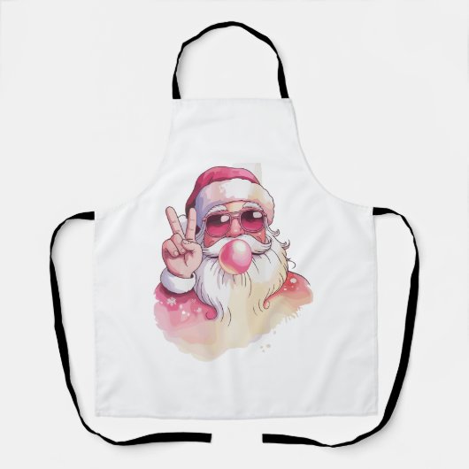 Santa Claus Blowing Bubble Gum Pink Sunglasses  エプロン (正面)