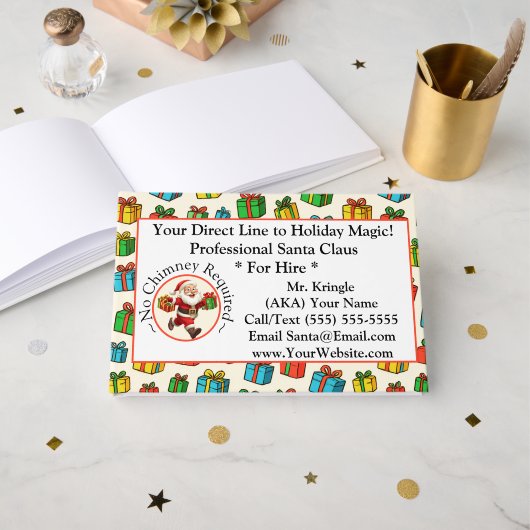  Santa Claus Business Card Holiday Magic ゲストブック (正面見開き)