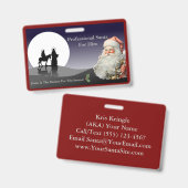 Santa Claus Business Card Jesus Is The Reason バッジ (正面&裏面)