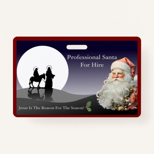Santa Claus Business Card Jesus Is The Reason バッジ (正面)