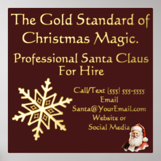 Santa Claus Business Card Print Gold  箔ポスター