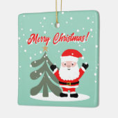 Santa Claus cartoon with Christmas tree custom セラミックオーナメント (左)