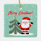 Santa Claus cartoon with Christmas tree custom セラミックオーナメント (正面)