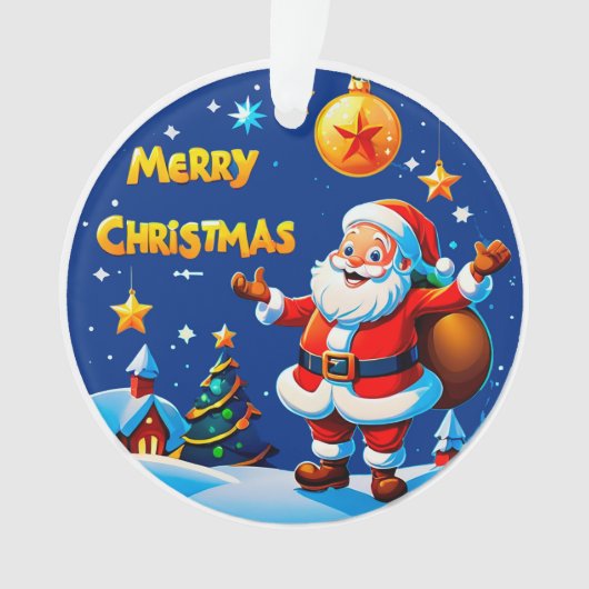 Santa Claus Cheerful Greeting オーナメント (正面)