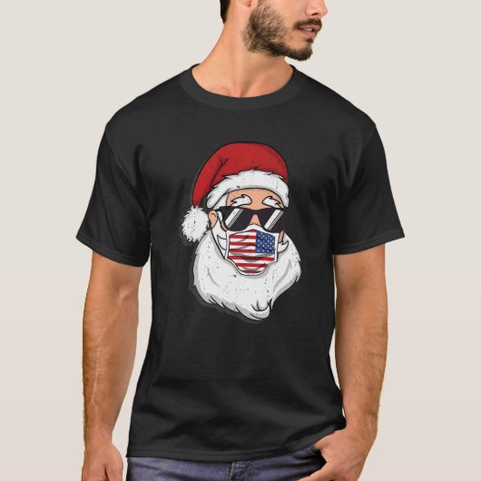 Santa Claus Christmas costume with mask and cool s Tシャツ (正面)