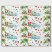 Santa Claus Christmas Fishing in Summer ラッピングペーパー (フラット)