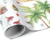 Santa Claus Christmas Fishing in Summer ラッピングペーパー (ロールコーナー)