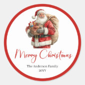 Santa Claus Christmas Gift Label Sticker Template ラウンドシール (正面)