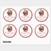 Santa Claus Christmas Gift Label Sticker Template ラウンドシール (シート)