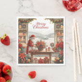 Santa Claus Christmas greeting from airport  スタンダードランチョンナプキン (インサイチュ)