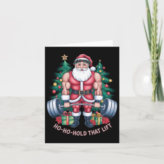 Santa Claus Christmas Gym Workout Ho-ho-hold That  カード (正面)