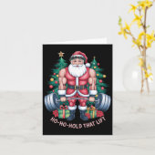 Santa Claus Christmas Gym Workout Ho-ho-hold That  カード (黄色い花)