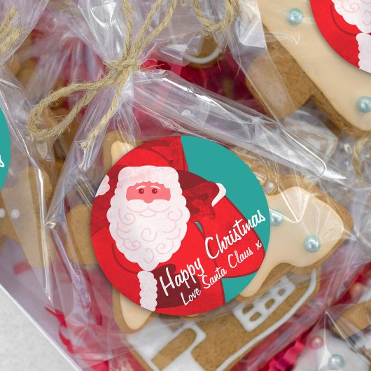 Santa Claus Christmas holidays candy gift tin ラウンドシール