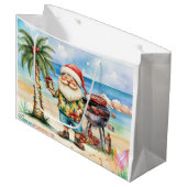 Santa Claus Christmas in July at the beach ラージペーパーバッグ (正面アングル)